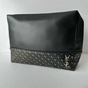 New YSL Beauté Black Gold Star Cosmetic Bag Makeup Pouch